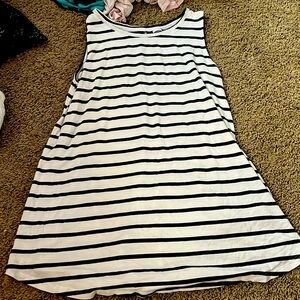 Navy blue and white tank top.
